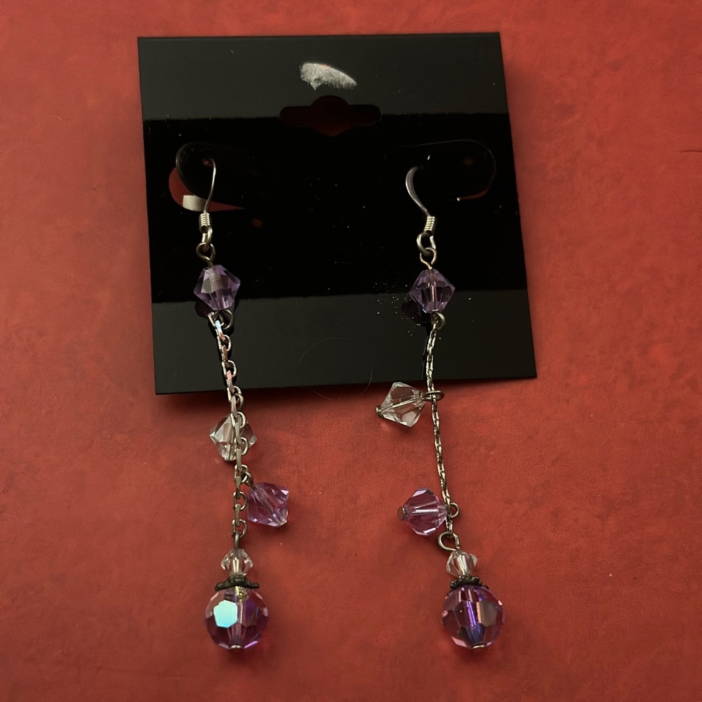 Purple dangly earrings